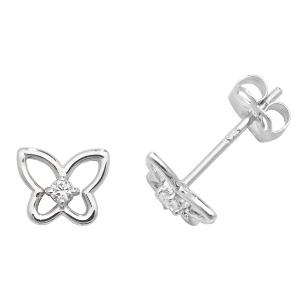 9 carat white gold butterfly earrings