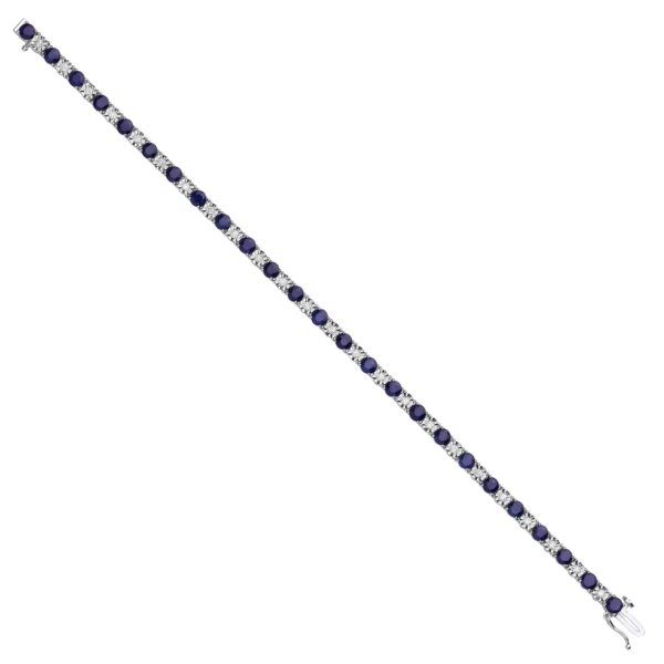 18 carat white gold sapphire and diamond line bracelet