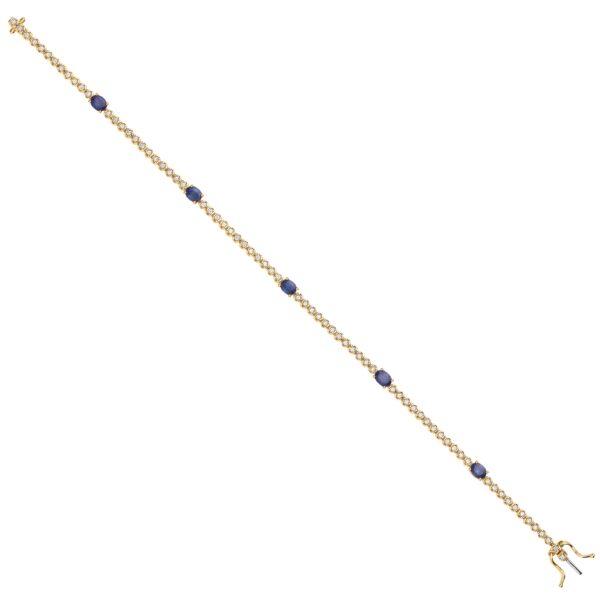 9 carat yellow gold sapphire and diamond bracelet