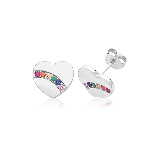 STERLING SILVER RAINBOW CUBIC ZIRCONIA EARRINGS