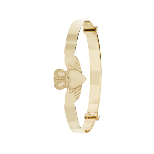 9 carat yellow gold claddagh baby bangle