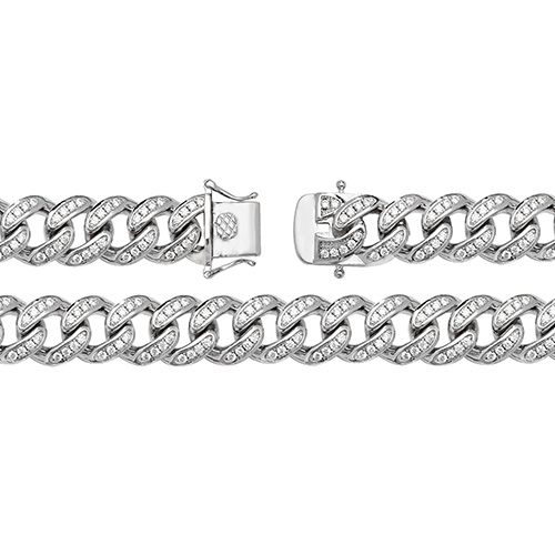 sterling silver cz set curb bracelet huge large