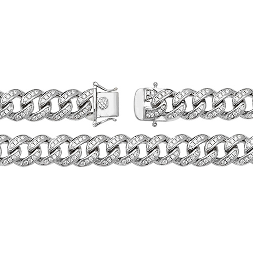 sterling silver cz set curb chain large huge