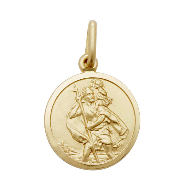 9 carat yellow gold st christopher 14mm