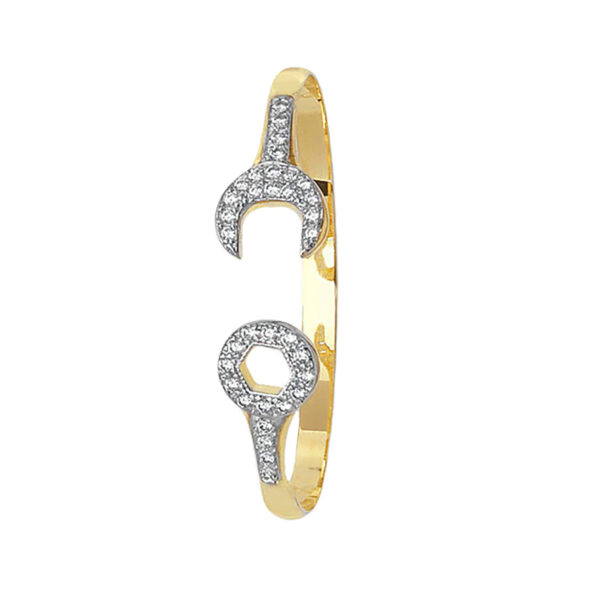 9 carat yellow gold cz spanner baby bangle