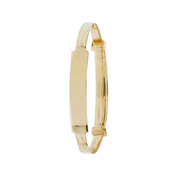 9 carat yellow gold identity baby bangle with a double wave design expandable