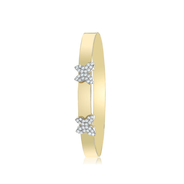 9 carat yellow gold double cz butterfly baby bangle expandable