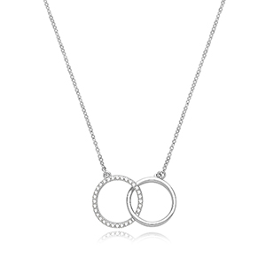 silver cz circle link necklace