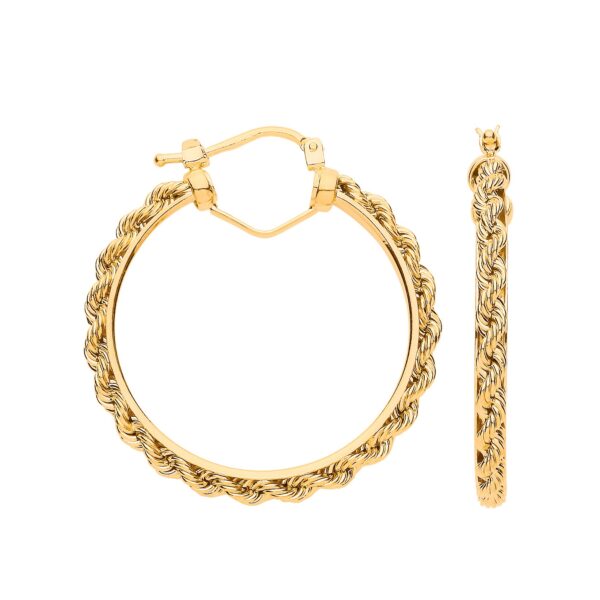 9 carat yellow gold rope chain hoop earrings