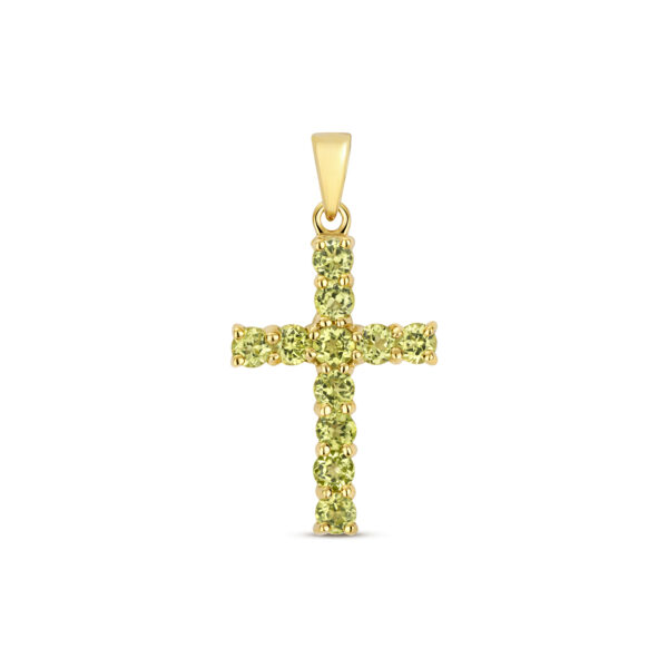 9 carat gold peridot cross pendant
