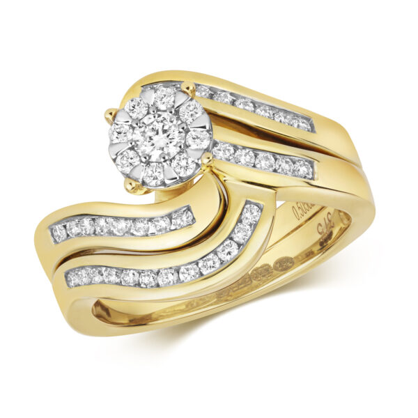 9 carat yellow gold diamond bridal set