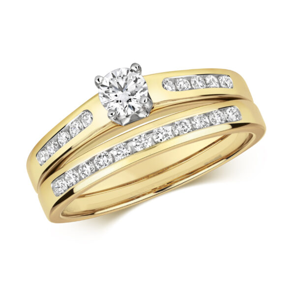 9 Carat Yellow Gold Diamond Bridal Set Northumberland Goldsmiths