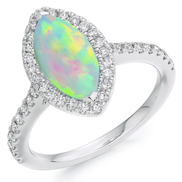 marquise shape opal and diamond ring