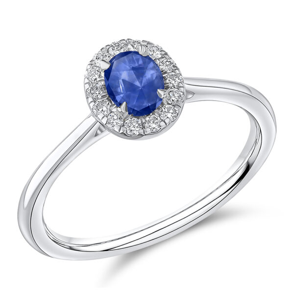 oval sapphire and diamond cluster ring