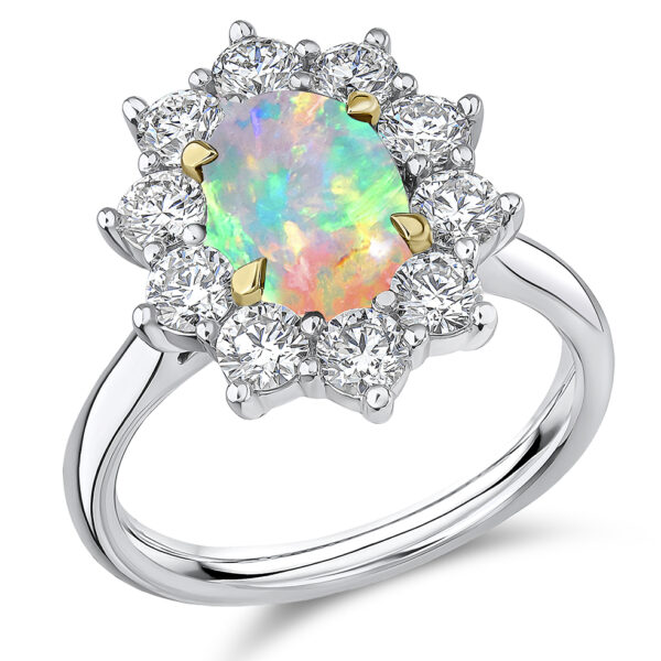 large opal and diamond ring