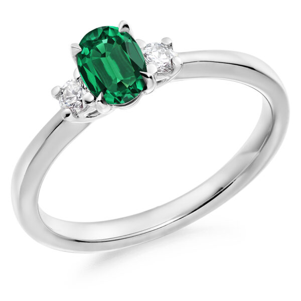 emerald and diamond trilogy ring