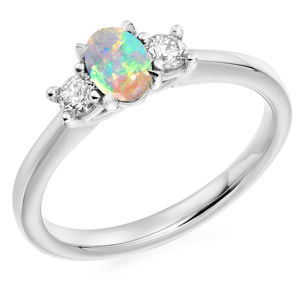 Opal And Diamond Trilogy Ring