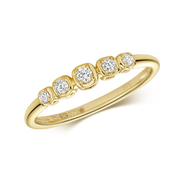9 carat yellow gold diamond ring