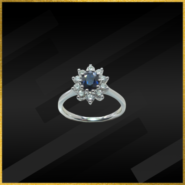 white gold diamond and sapphire ring second hand
