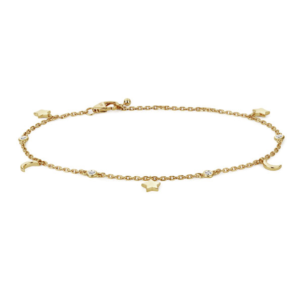 9 carat gold stars and moons bracelet