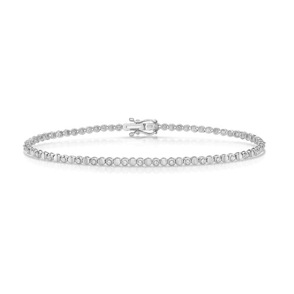 9 carat white gold diamond fancy line bracelet