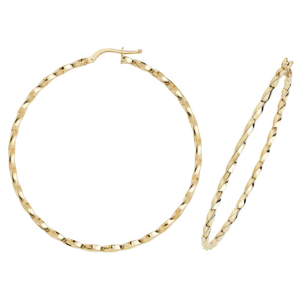 9 carat gold twist hoop earrings