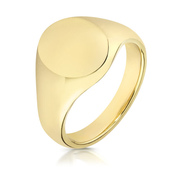 9 carat yellow gold signet ring 12 x 10 oval