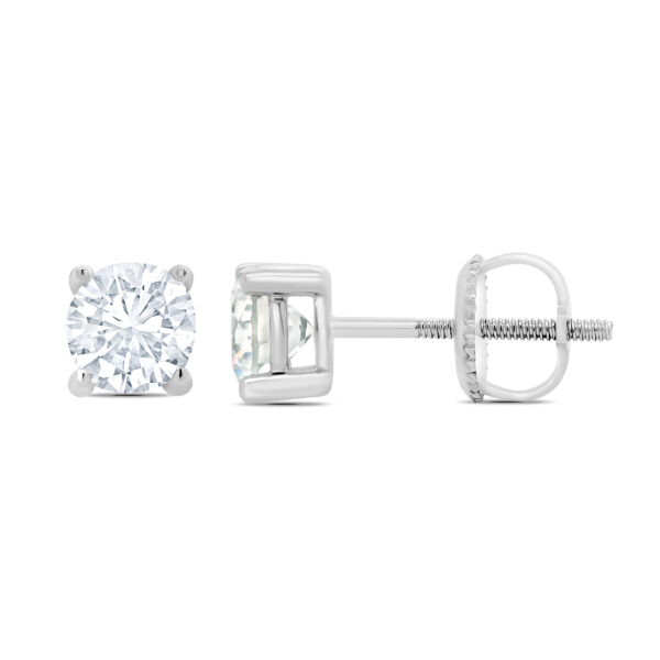 platinum diamond stud earrings 1 carat round brilliant cut