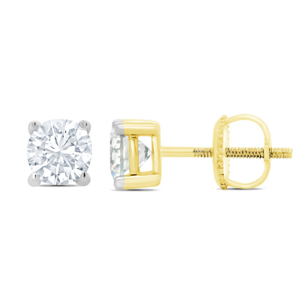 9 carat yellow gold diamond stud earrings with screw fittings 1.5 carats
