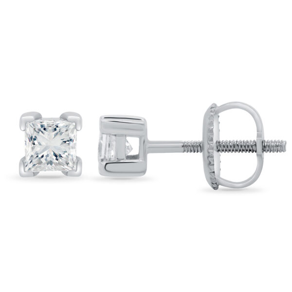 white gold princess cut diamond earrings 0.50 carats