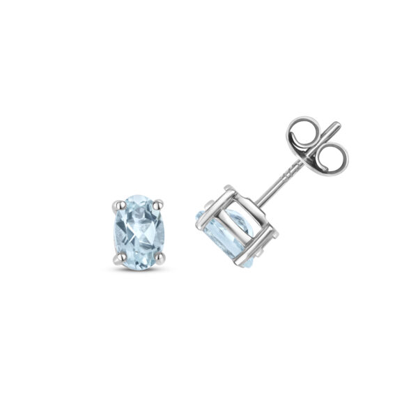 9ct White Gold Aquamarine Stud Earrings