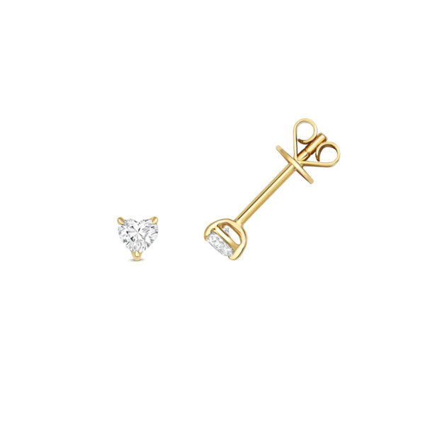 18 carat yellow gold heart shape diamond earrings