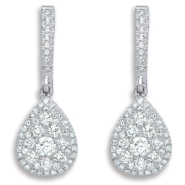 18 carat white gold diamond drop earrings