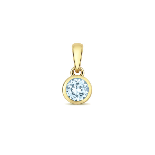 9ct yellow gold round aquamarine pendant