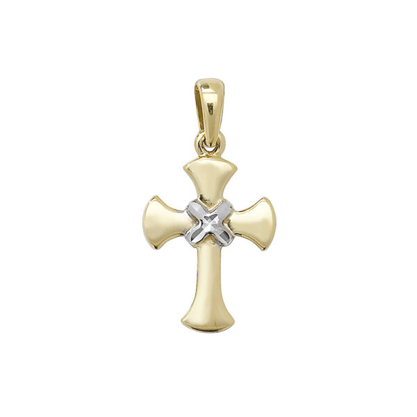 9 carat white and yellow gold cross pendant