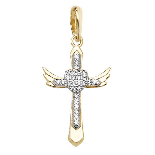 9ct Gold Angel Wing Cross Pendant