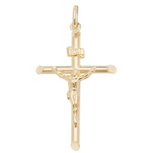Large 9 carat yellow gold crucifix pendant