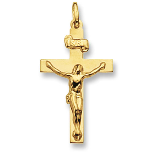 9 carat yellow gold crucifix pendant