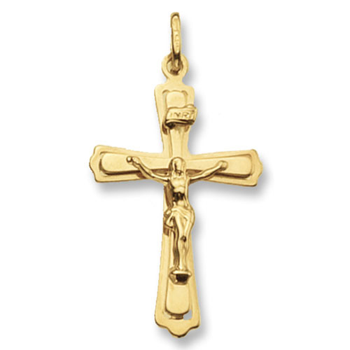 9 carat yellow gold crucifix cut out design pendant