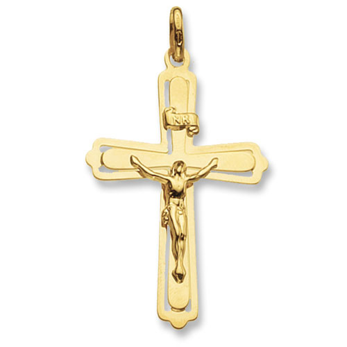 9 carat yellow gold crucifix pendant