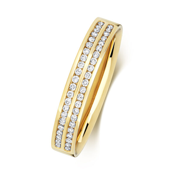 9 carat yellow gold double row diamond wedding ring