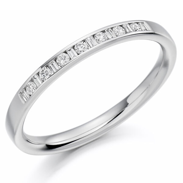 round and baguette diamond wedding ring