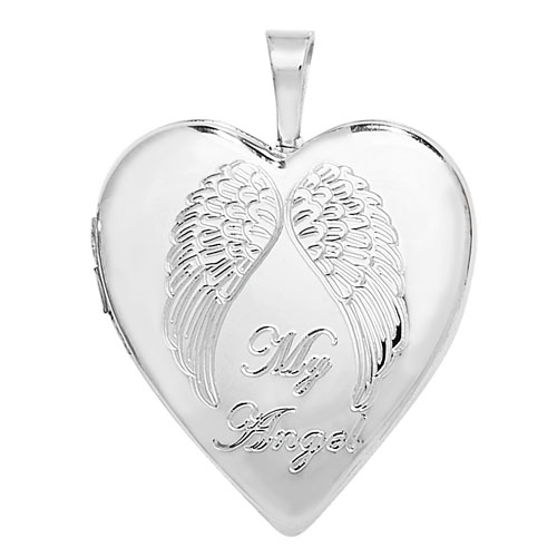 Sterling Silver Angel wing Heart Locket