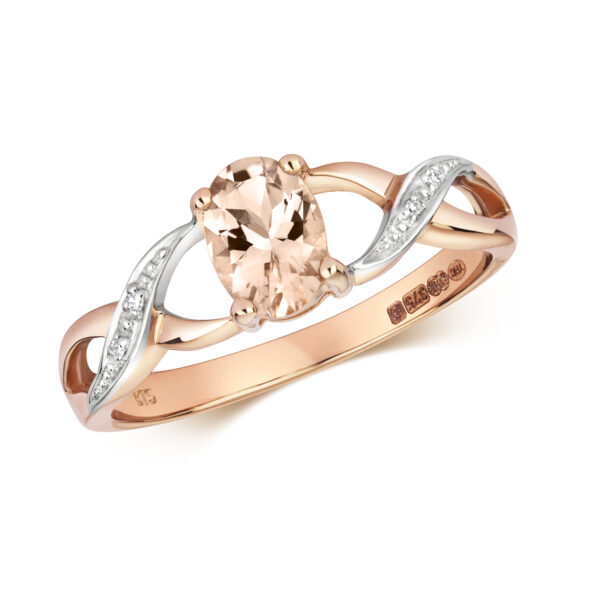 Morganite And Diamond Oval Twist Ring