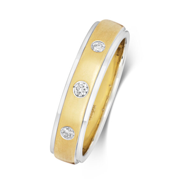 9ct Dual Gold Diamond Wedding Ring - Image 2