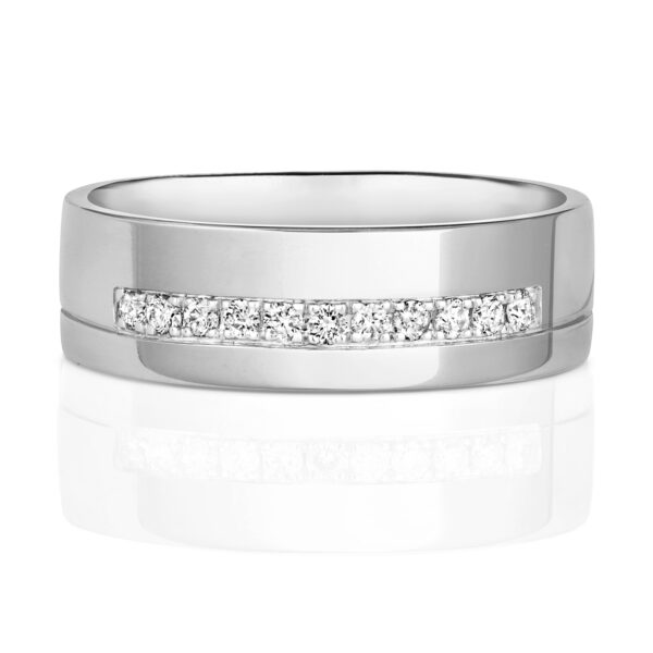 9 carat white gold round brilliant cut diamond wedding ring band offset