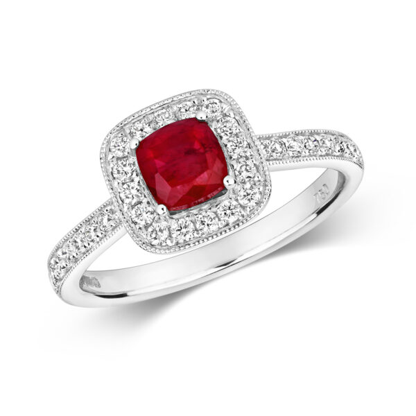 Ruby And Diamond Cluster Ring