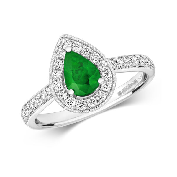 Emerald And Diamond Cluster Ring