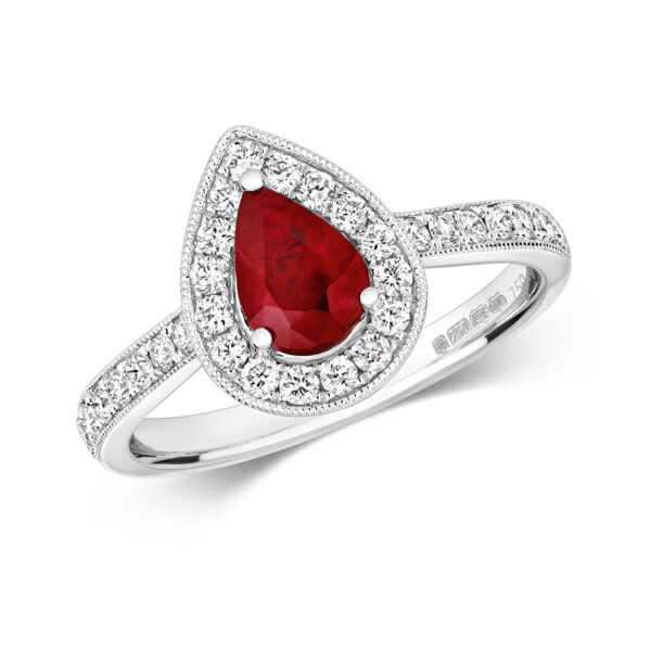 Ruby And Diamond pear Shape Ring
