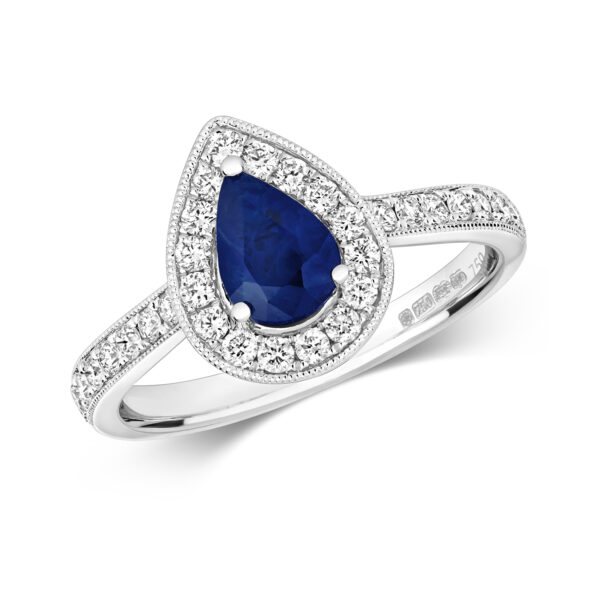 Sapphire And Diamond Pear cluster Ring